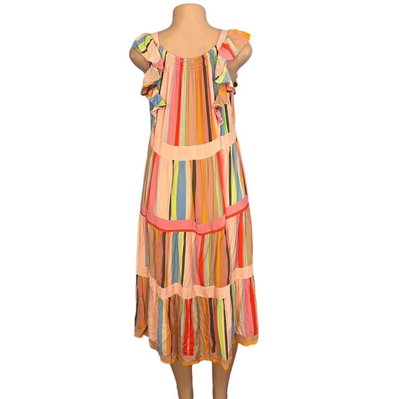 Entro Colorful Striped Tiered Midi Sundressc - Picture 7 of 9